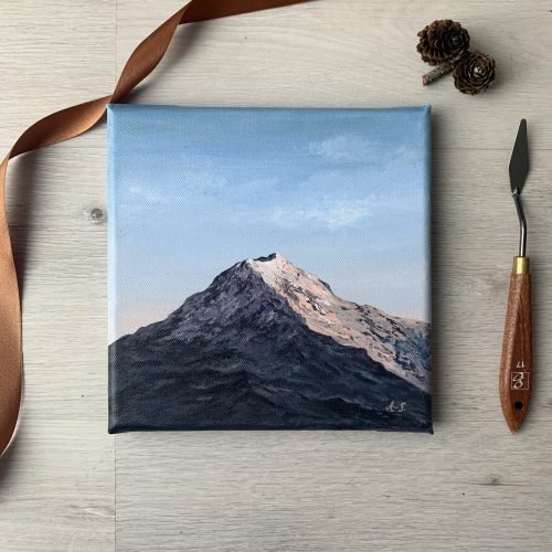 Minimalist mountain acrylic painting