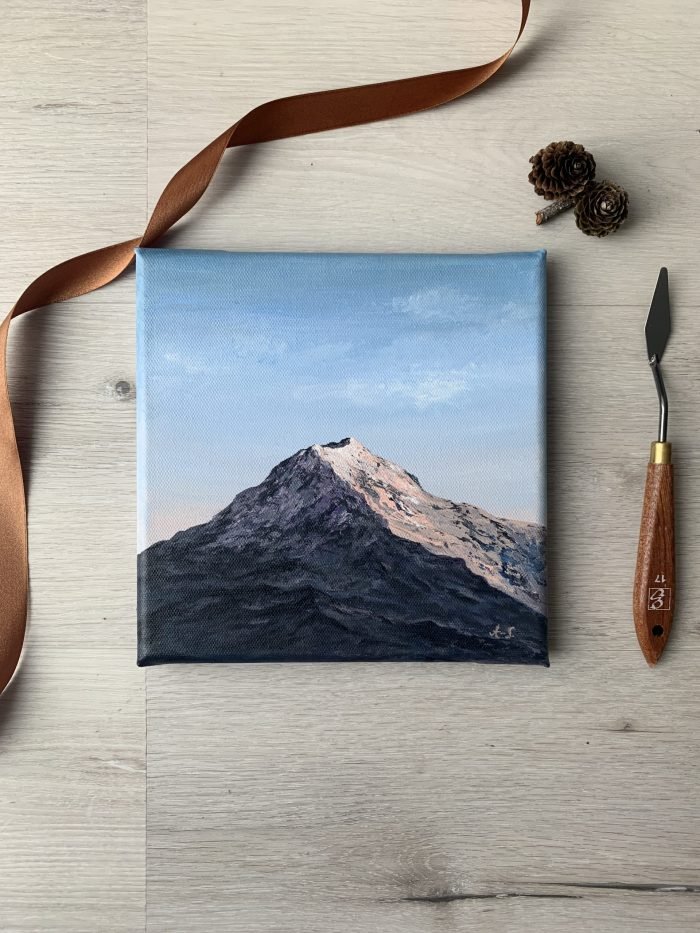 Minimalist mountain acrylic painting